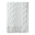 Decorative Knitted Fluffy Chenille Knitted Fringe Throw Blanket, Lightweight Soft Cozy Bed Sofa Chair Blanket, White, 50" x 60" - Super Soft Reversible Sherpa Flannel Blanket - Default Title