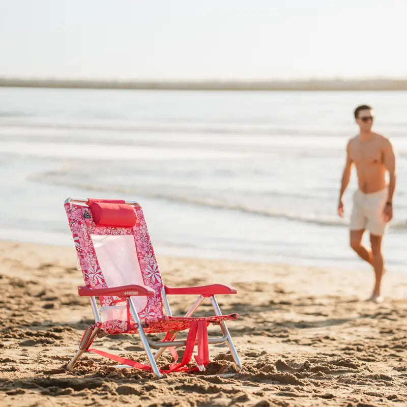 Sand-Friendly Backpack Beach Chair - Choice 709 - Low-Profile Reclining Beach Chair with Backpack Straps Detail