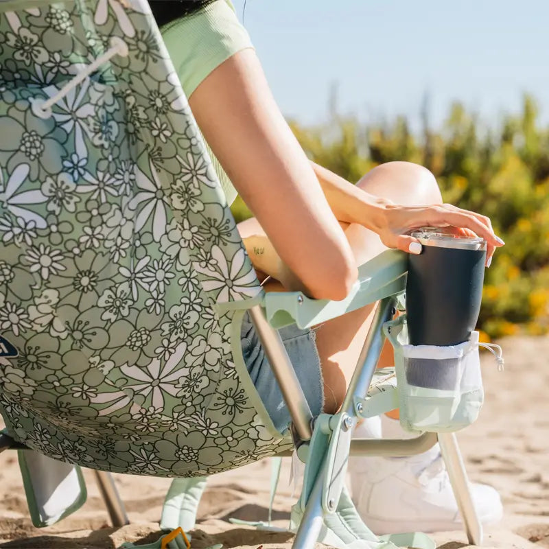 Sand-Friendly Backpack Beach Chair - Choice 709 - Low-Profile Reclining Beach Chair with Backpack Straps Detail