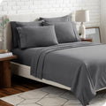 Breathable Luxury Luxury Bed Sheet Set- 6 Piece - Queen, Gray - Premium Ultra-Soft Pillowcase Pair for Sleeping - Default Title