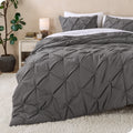 Hypoallergenic Cloud Pintuck Down Alternative Comforter Set - 3-Pieces - All Seasons - King, Grey - Cloud-Like Soft Lightweight Bed Comforter - Default Title