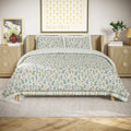 Luxurious Quilted 100% Cotton Botanical 3-Piece Sage Green Comforter Set, Full/Queen - Hypoallergenic Ultra-Fluffy Quilt for Winter - Default Title