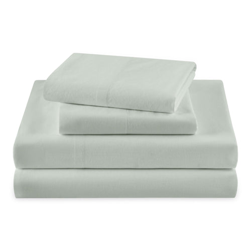 Cooling Sateen Solid 4-Piece 100% Cotton Washed Percale Sage Green Sheet Set, Full - Premium Ultra-Soft Pillowcase Pair for Sleeping - Default Title