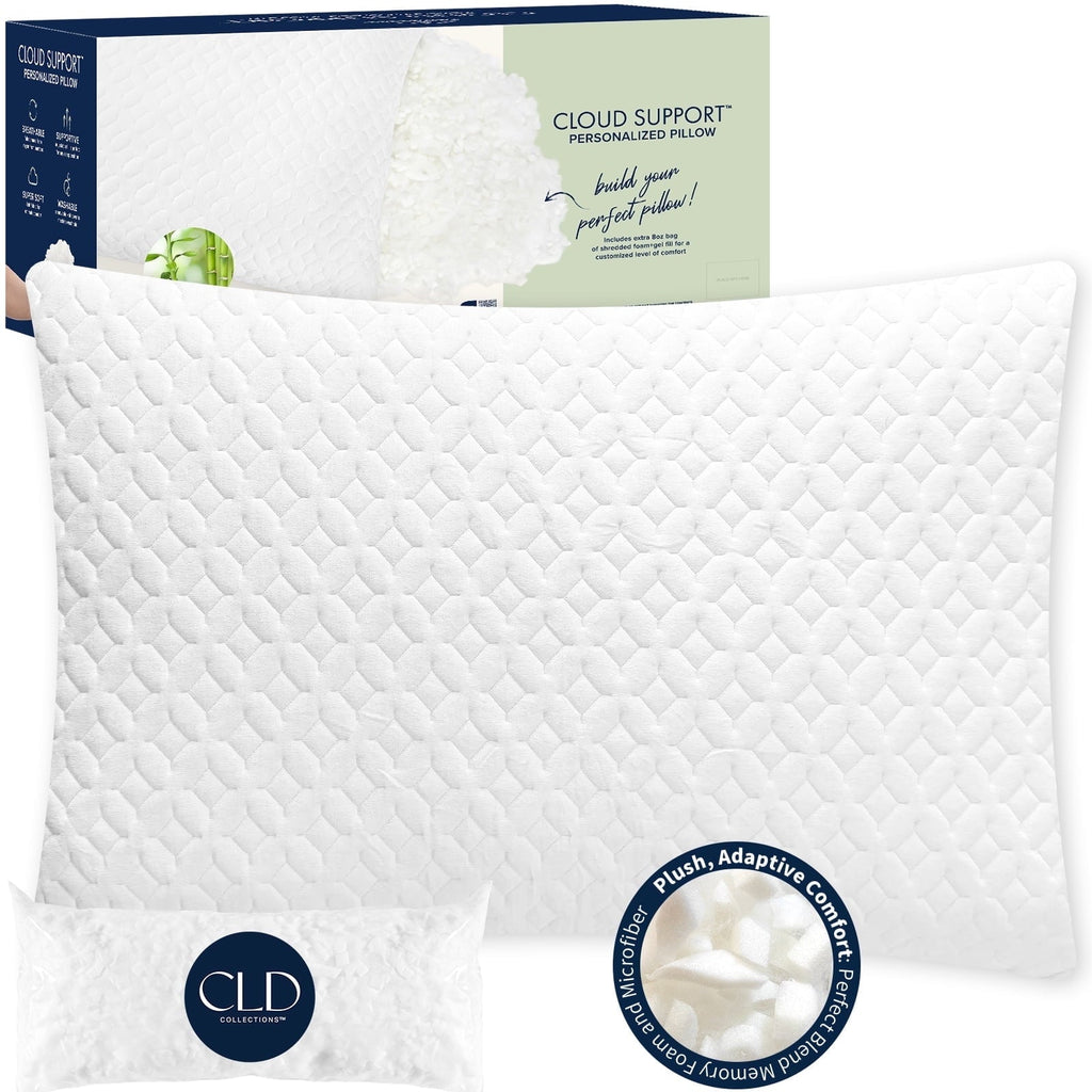 Orthopedic Support Bed Pillows Cross Cut Memory Foam For Sleeping,Queen Size Bedding Pillow(White), Original Pillow for Sleeping，Adjusta... - Orthopedic Shredded Foam Bed Pillow Set - Default Title