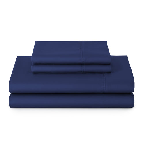 Breathable Luxury 4-Piece 300 Thread Count Blue Cove Cotton Sateen Bed Sheet Set, Queen - Cooling Hotel Quality Bedding Sheets and Pillowcases - Default Title