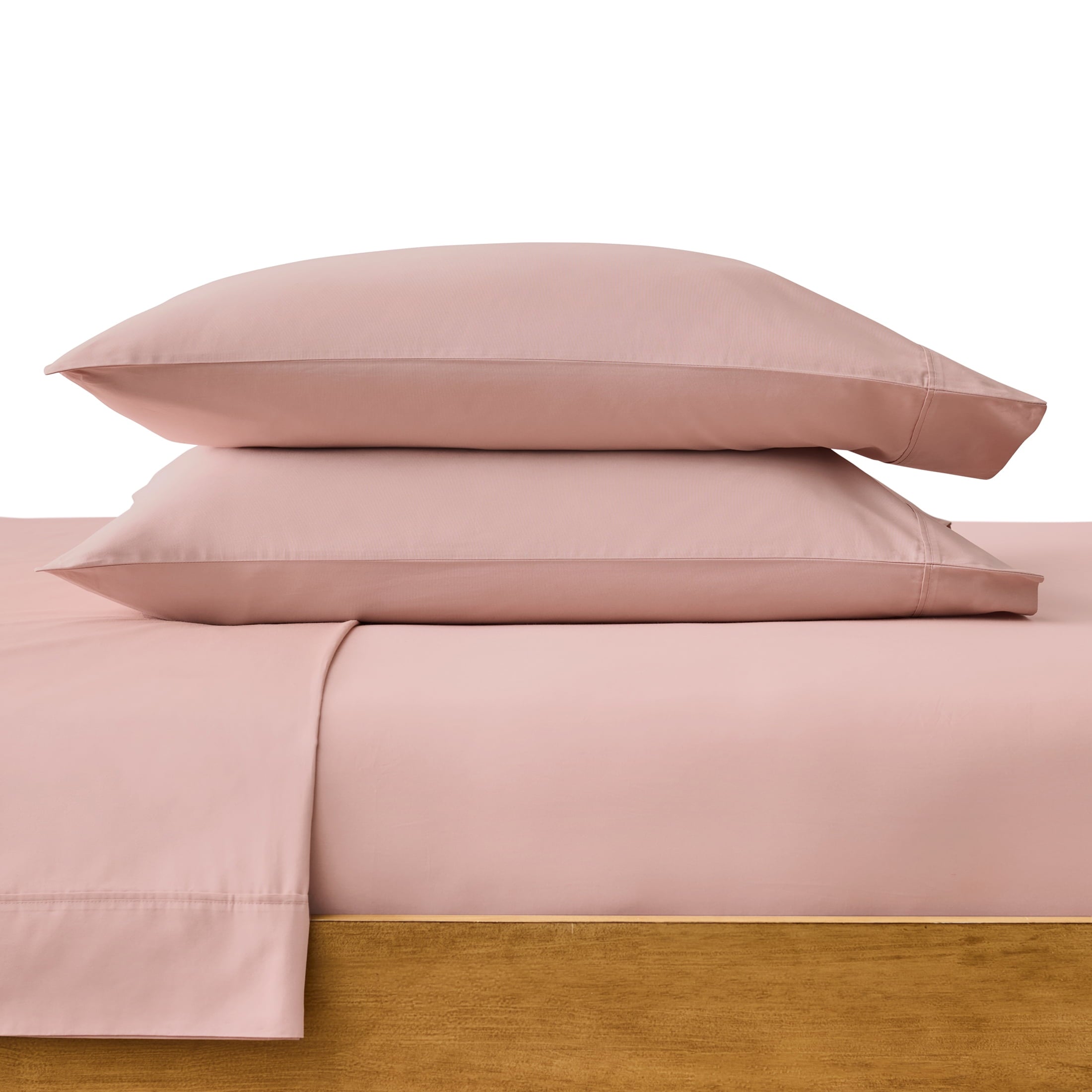 Wrinkle-Resistant 300 Thread Count Cotton Percale 3-Piece Antique Blush Bed Sheet Set, Twin - Premium Ultra-Soft Pillowcase Pair for Sleeping - Default Title