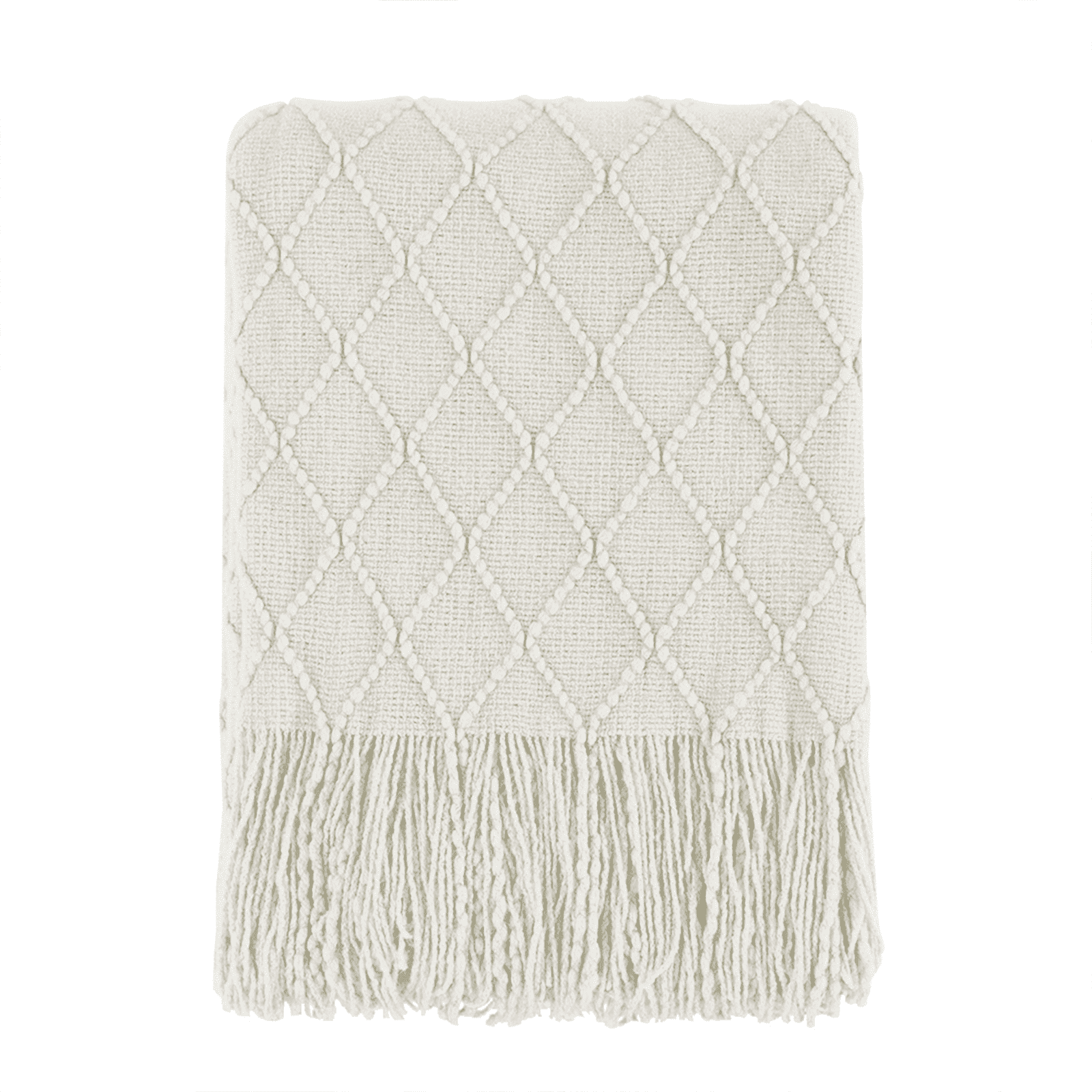 Reversible Sherpa Rhombus Beige Throw Blanket, Soft and Lightweight, 50"x 60" - Super Soft Reversible Sherpa Flannel Blanket - Default Title