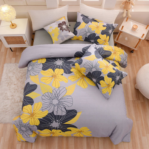 All-Season Yellow Floral Comforter Set Queen Flower Bed Set Adult Soft Botanical Boho Bedding Set - Hypoallergenic Ultra-Fluffy Quilt for Winter - Default Title
