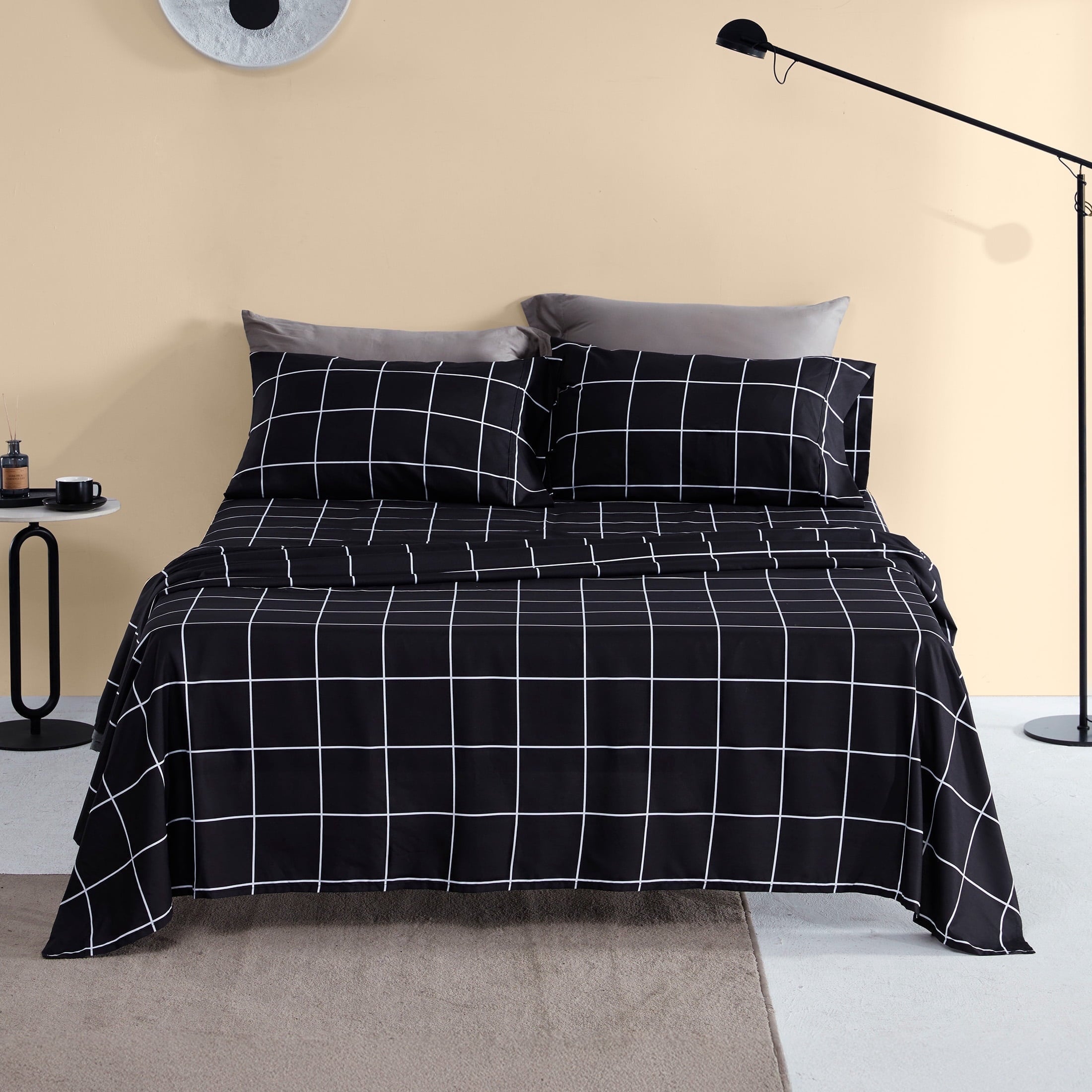 Ultra-Soft Full Bed Sheet Set, 4 Pieces Breathable & Super Soft, Easy Care Printed Microfiber with Deep Pocket & Envelope Closur... - Luxury Bed Sheet Set with Deep Pockets - Default Title