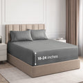 Breathable Luxury 4-Piece Extra Deep Pocket Sheet Set - Full Size Breathable & Cooling Bed Sheets Fits 18"-24" Mattresses, Gray - Premium Ultra-Soft Pillowcase Pair for Sleeping - Default Title
