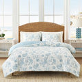 Fluffy Down Alternative 3-Piece Lightweight 100% Cotton Blue & White Ocean Print Comforter Set, Full/Queen - Luxurious Quilted Duvet Cover Set - Default Title