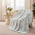 Reversible Sherpa Throw Blanket, Reversible Plush Fleece Blanket for Couch, Green Seaberry Print, 50" x 72" - Super Soft Reversible Sherpa Flannel Blanket - Default Title