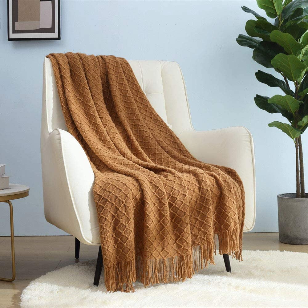 Super Soft Flannel Home Decor Rustic Couch Sofa Chair Bed Throw Blanket, Soft Warm Light Weight in Spring Summer (50''X60'' Brown) - Super Soft Reversible Sherpa Flannel Blanket - Default Title