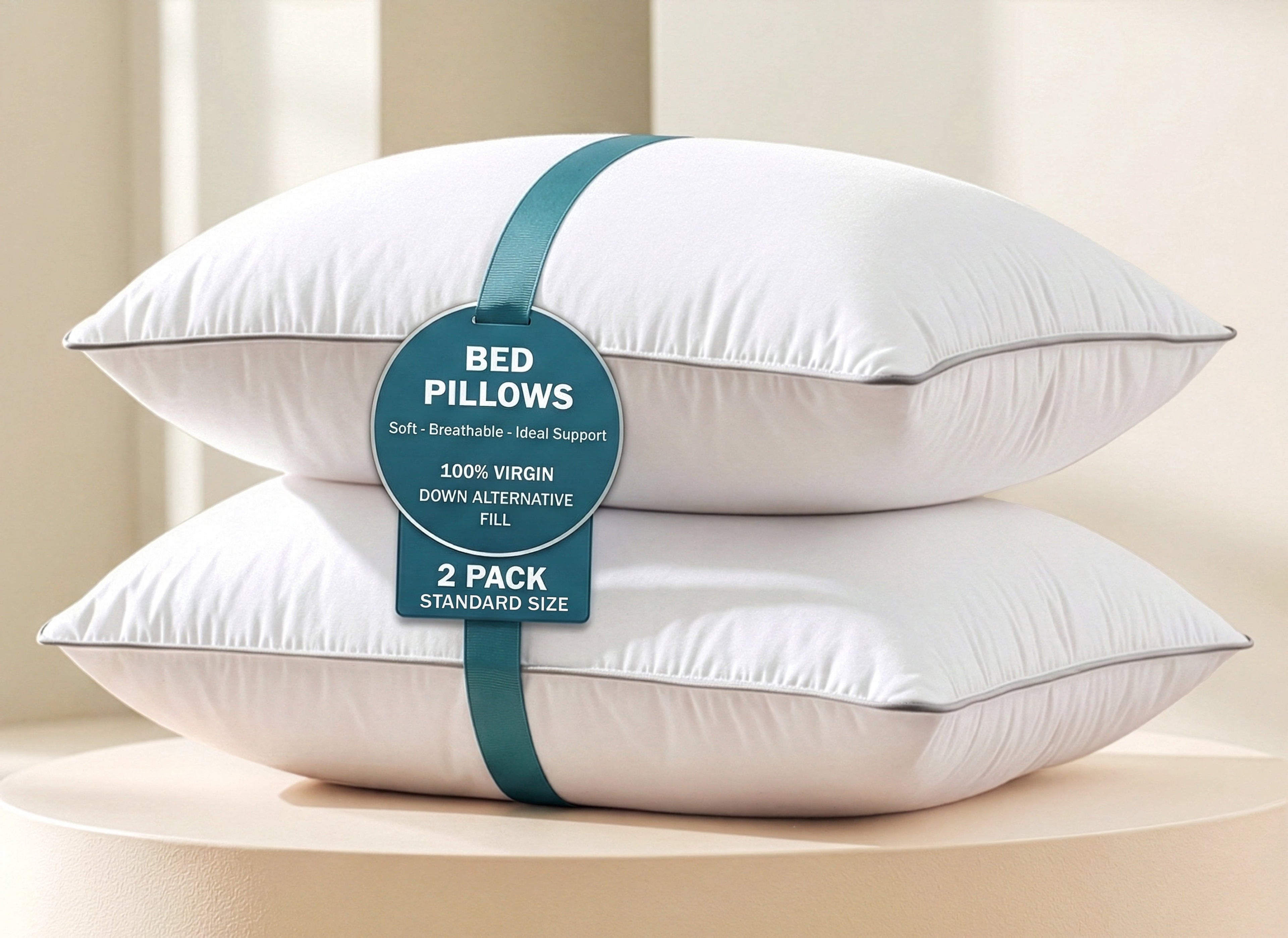 Decorative Plump Pillows Standard Size Set of 2 – Standard Pillow, Cooling Comfort, Breathable, Easy Care Machine Washable, Perfect fo... - Ergonomic Memory Foam Pillow for Neck Pain Support - Default Title