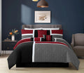 All-Season 7-Piece Medallion Patchwork Comforter Set, Full, Red/Gray/Black - Luxurious Quilted Duvet Cover Set - Default Title