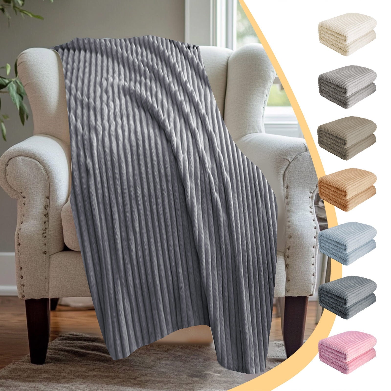 Lightweight Warm Bunny Blanket, Super Soft & Warm Faux Rabbit Fur Throw Blanket, Lightweight Microfiber Machine Washable for Bedroom, ... - Super Soft Reversible Sherpa Flannel Blanket - Default Title