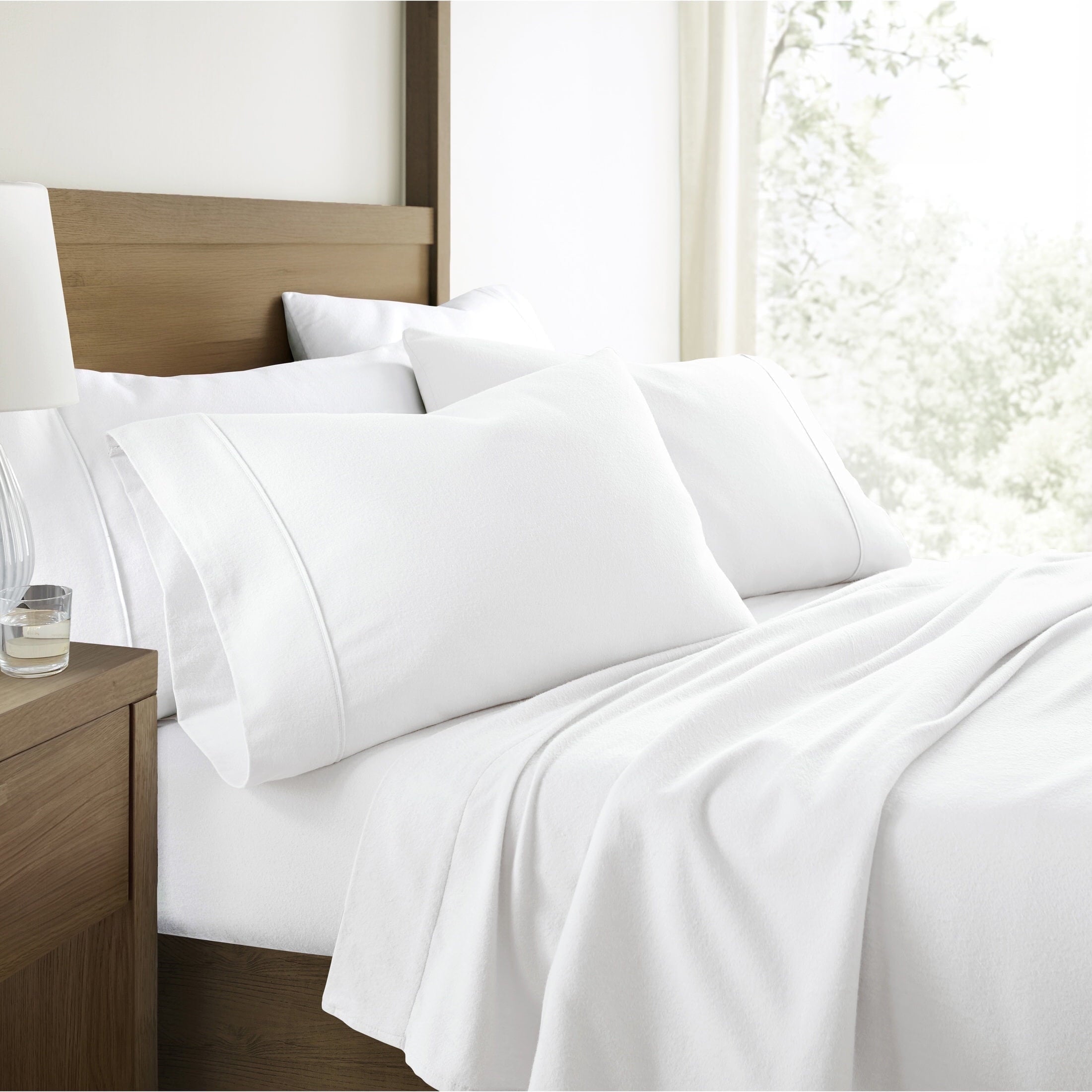 Premium Egyptian Cotton 100% Cotton Flannel Bed Sheets Set for Full Size Bedding in White - Cooling Hotel Quality Bedding Sheets and Pillowcases - Default Title