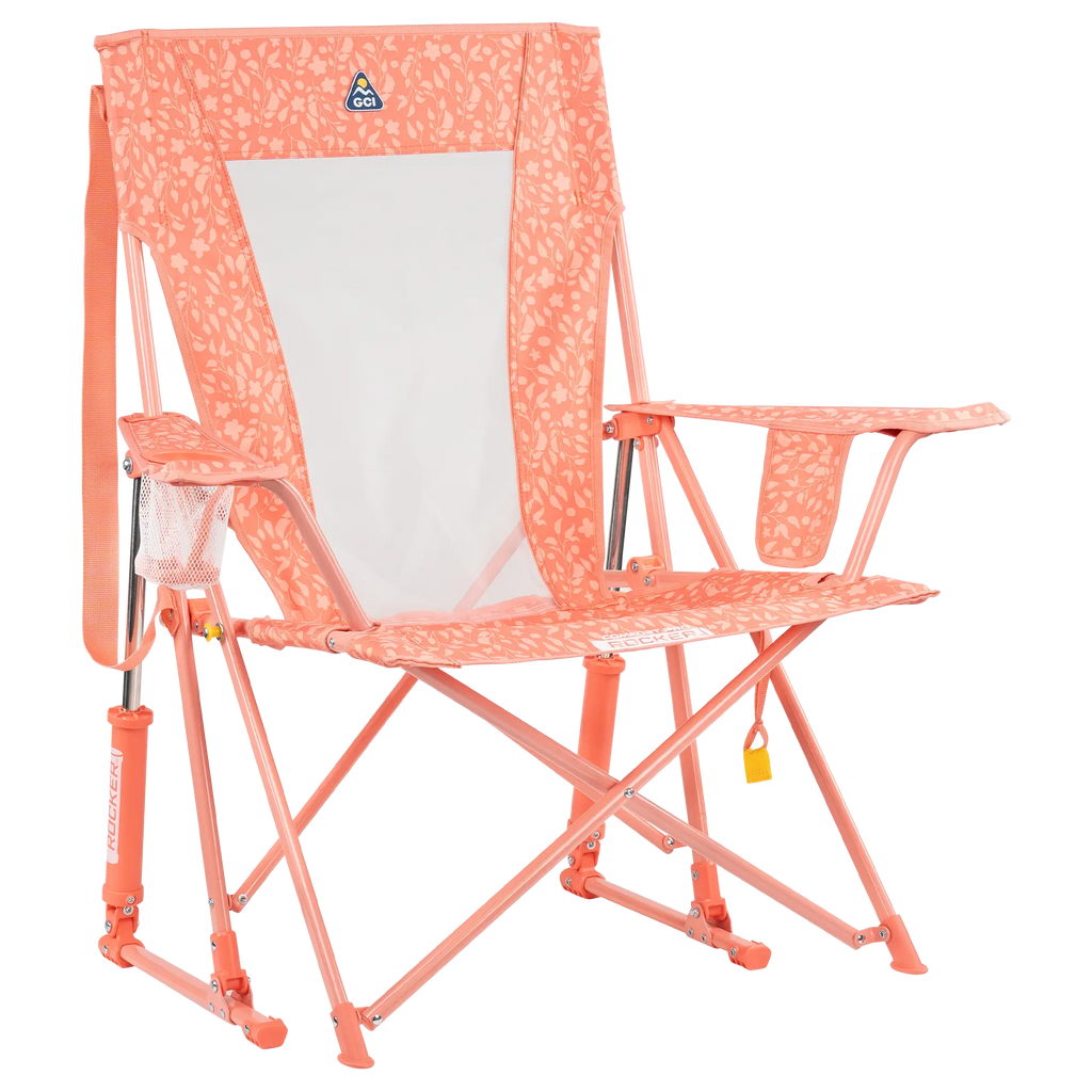 Luxury Camp Comfort Pro Rocker - Choice 375 - RoadTrip Rocker Smooth Motion Camp Chair - Coral Garden