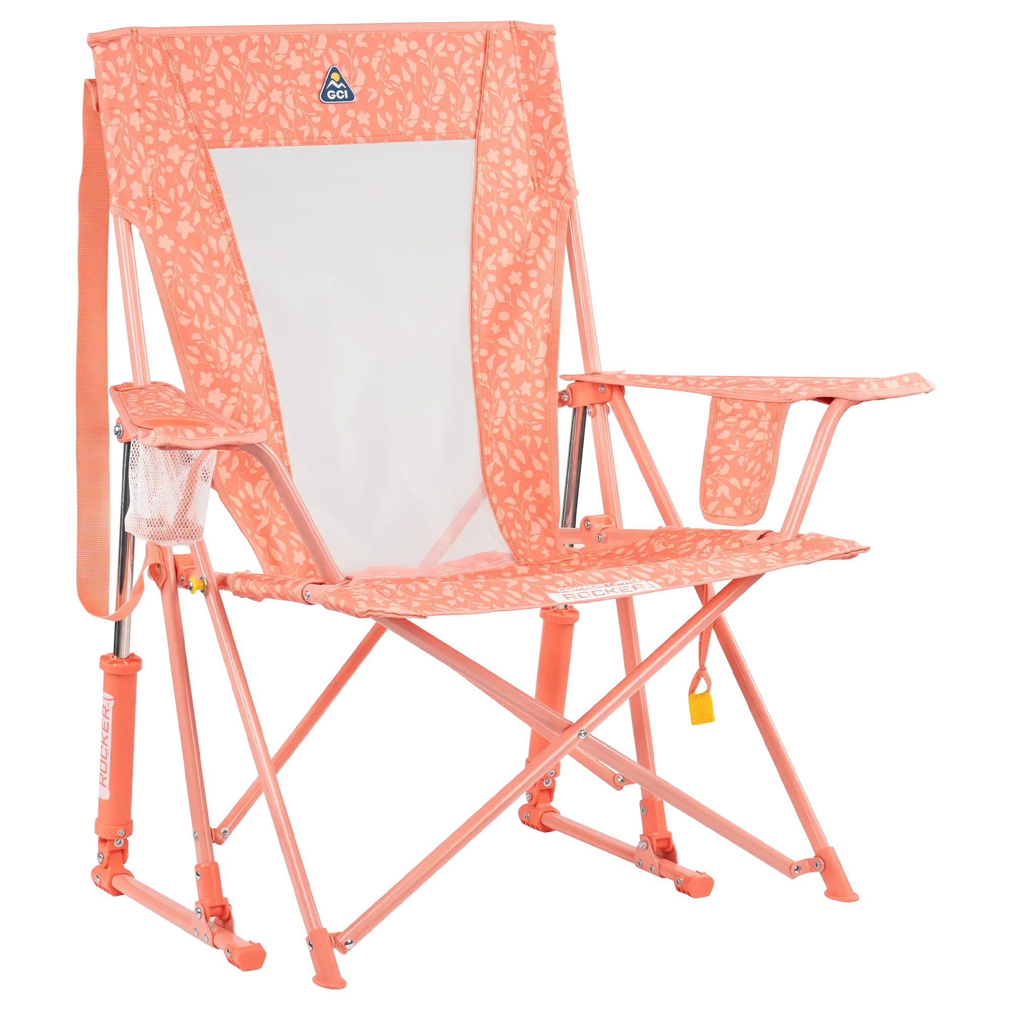 Luxury Camp Comfort Pro Rocker - Choice 375 - RoadTrip Rocker Smooth Motion Camp Chair - Coral Garden