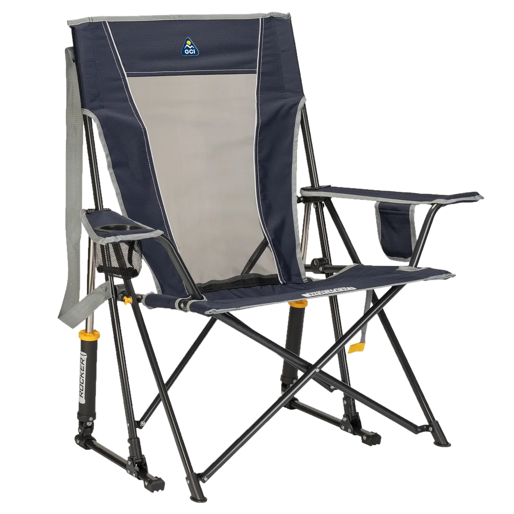 Luxury Camp Comfort Pro Rocker - Choice 375 - RoadTrip Rocker Smooth Motion Camp Chair - Indigo