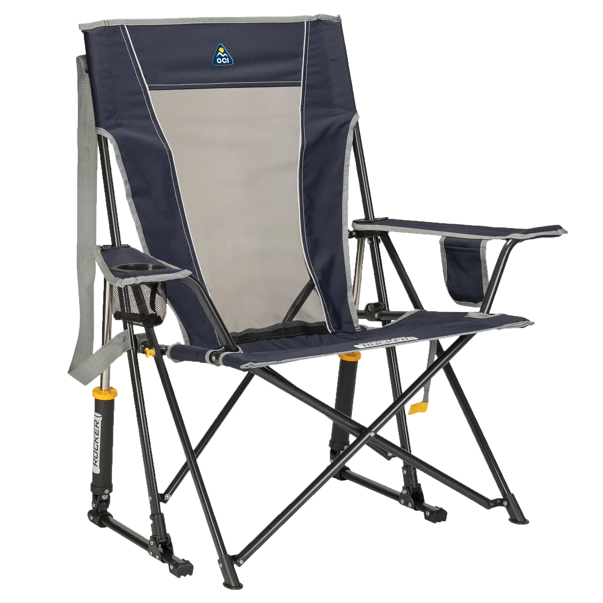 Luxury Camp Comfort Pro Rocker - Choice 375 - RoadTrip Rocker Smooth Motion Camp Chair - Indigo