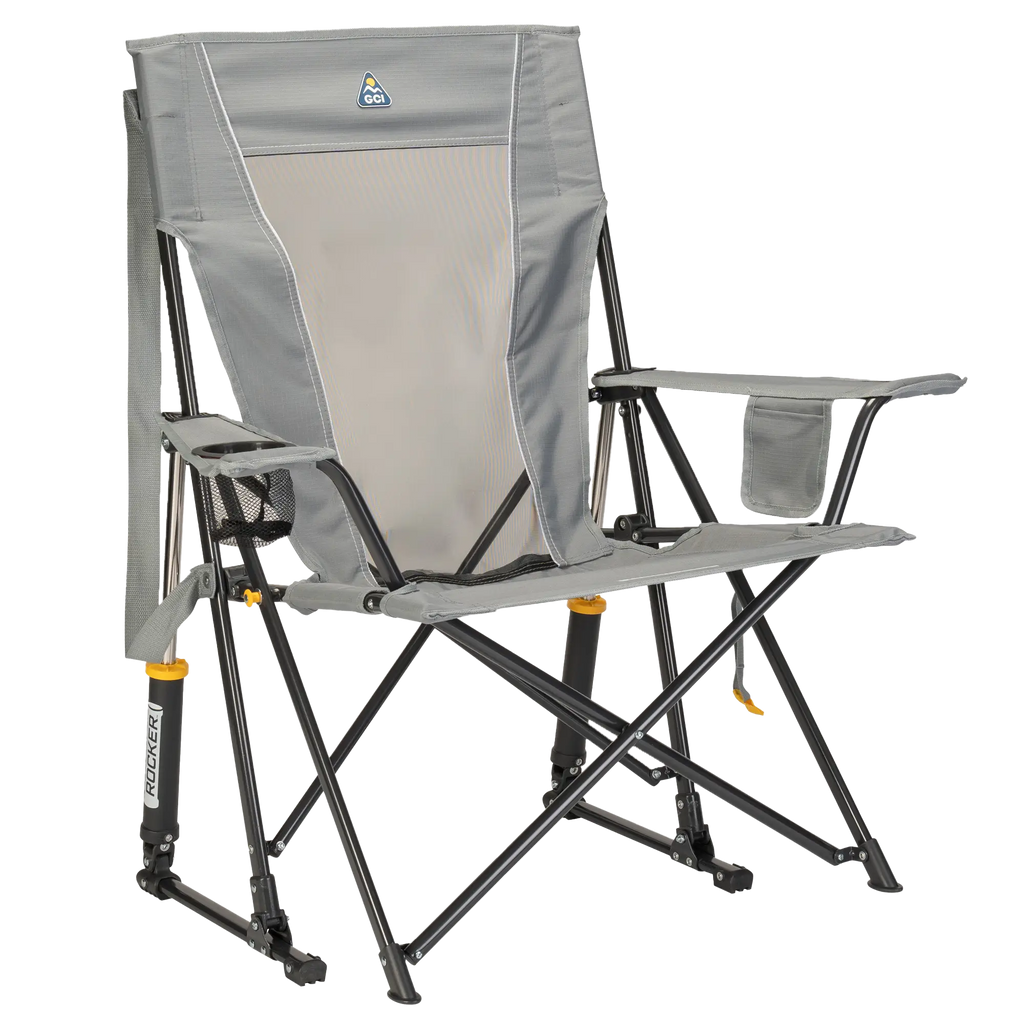 Luxury Camp Comfort Pro Rocker - Choice 375 - RoadTrip Rocker Smooth Motion Camp Chair - Mercury Gray