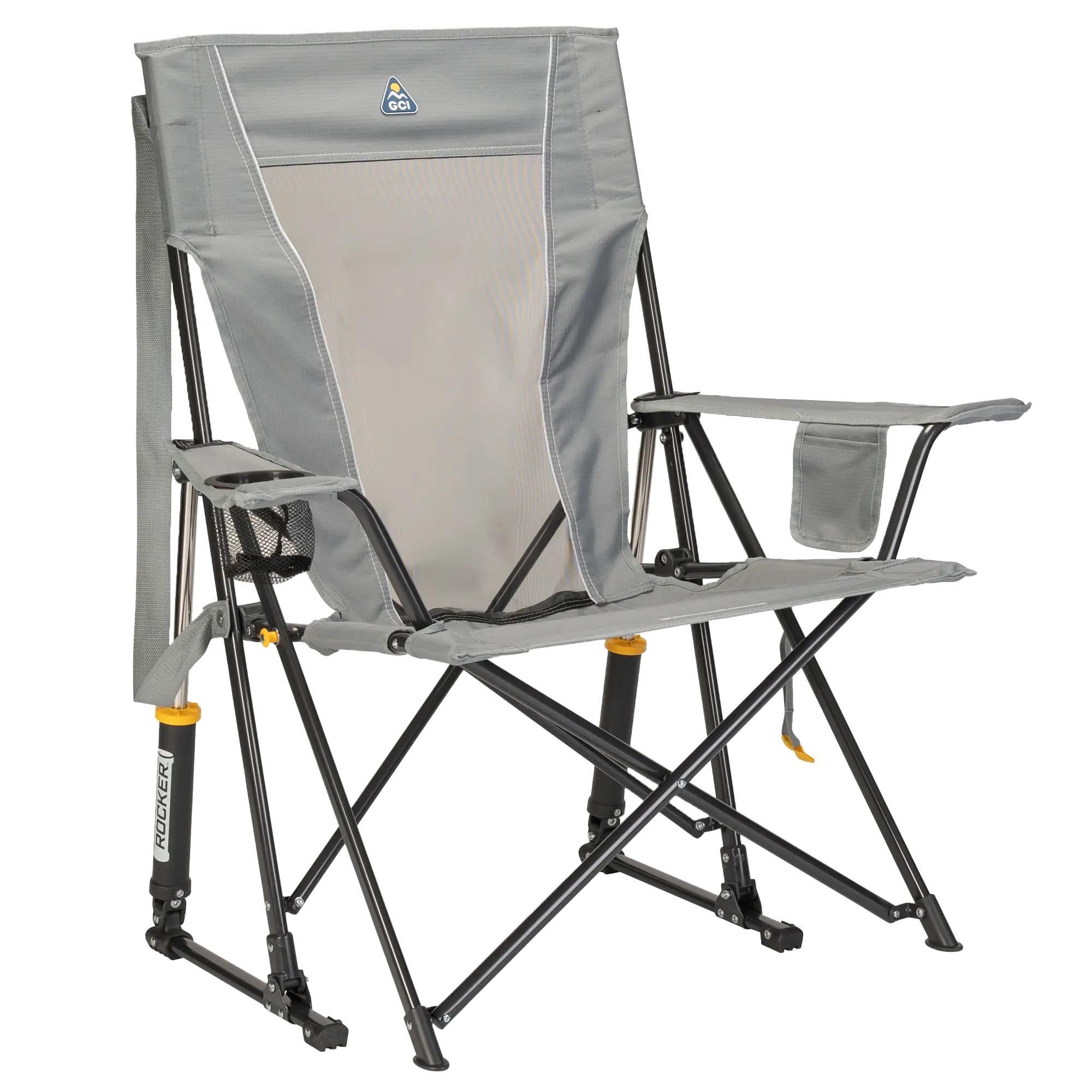 Luxury Camp Comfort Pro Rocker - Choice 375 - RoadTrip Rocker Smooth Motion Camp Chair - Mercury Gray