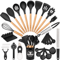 Time-Saving Silicone Cooking Utensils Set, 38 PCS Kitchen Utensils Set for 446°F Heat Resistant, Food Grade Utensil Sets with Woo... - Kitchen Gadget Tool for Quick Food Prep - Default Title