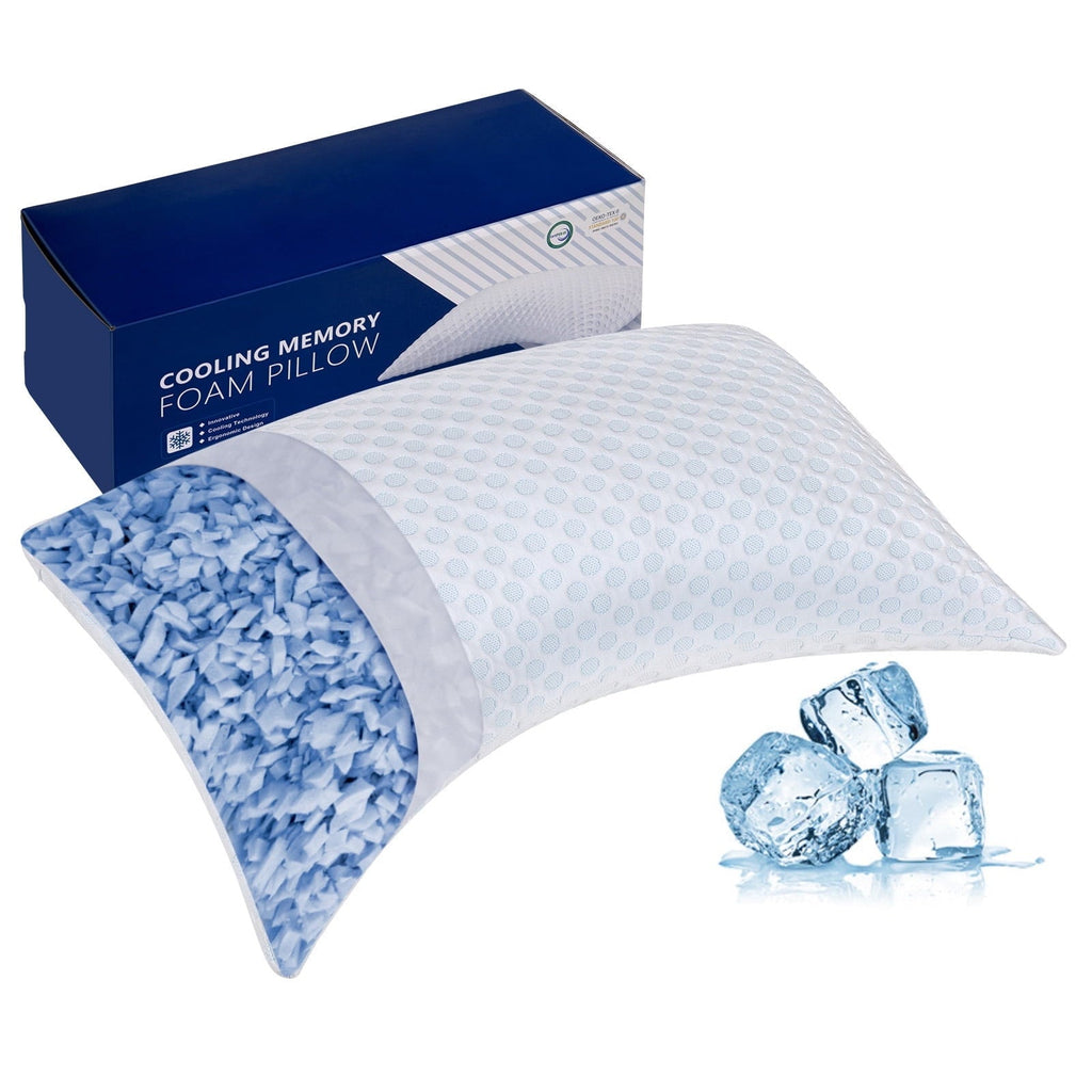 Hotel Collection Cooling Shredded Memory Foam Bed Pillows Adjustable Firm Support Pillow for Side and Back Sleepers Curved Pillows Set... - Orthopedic Shredded Foam Bed Pillow Set - Default Title