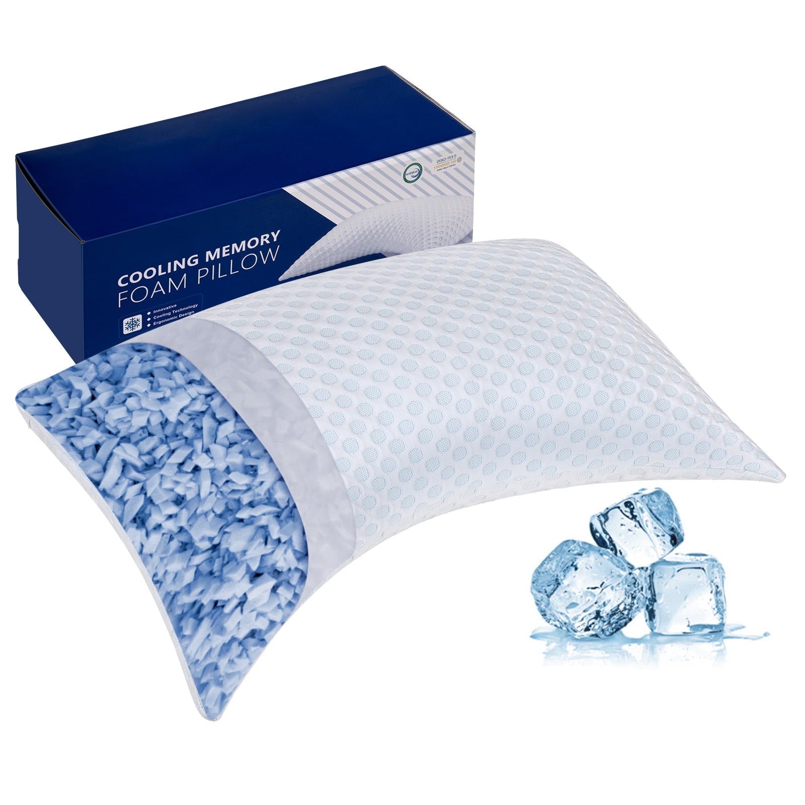 Hotel Collection Cooling Shredded Memory Foam Bed Pillows Adjustable Firm Support Pillow for Side and Back Sleepers Curved Pillows Set... - Orthopedic Shredded Foam Bed Pillow Set - Default Title