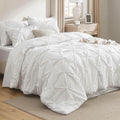 Heavyweight Warmth White Queen Comforter Set- 7 Pieces Pintuck Bedding Set with Comforters, Sheets, Pillowcases & Shams - Luxurious Quilted Duvet Cover Set - Default Title