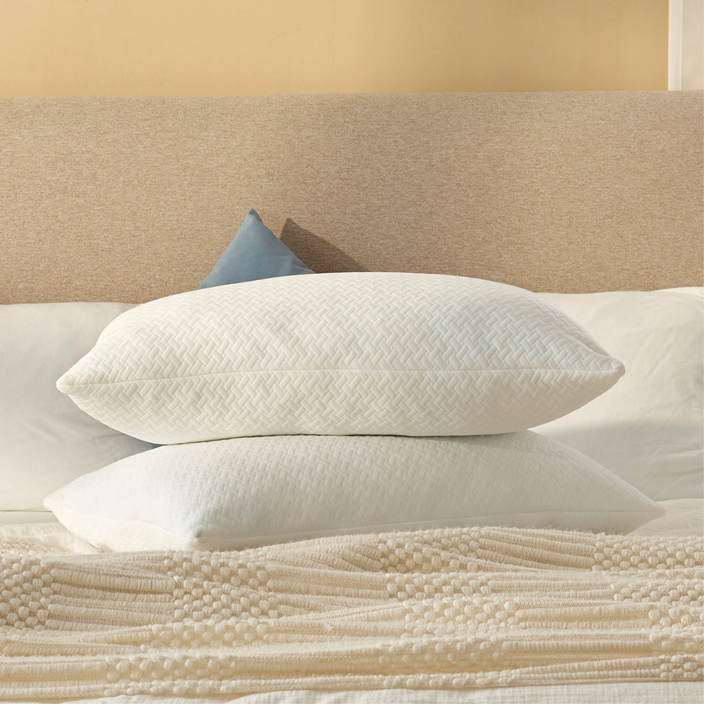 Decorative Plump 2 Pack Bed Pillow, Shredded Gel Memory Foam Pillow, Standard Queen, Medium, Made in USA - Hotel Quality Plush Sleeping Pillows - Default Title