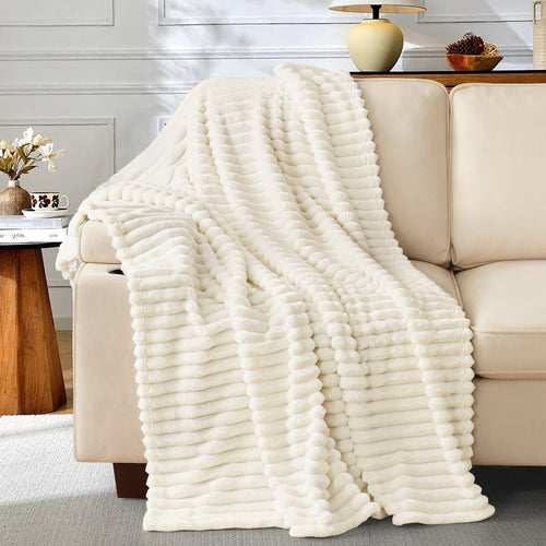 Cozy Fleece White Fleece Throw Blanket for Couch, Super Soft Cozy Blankets and Throws, Decorative Fleece Blankets for Women Men G... - Cozy Fleece Throw Blanket for Couch & Bed - Default Title