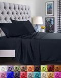 Cooling Sateen 1800 Series Microfiber Bed Sheets 6-Piece Set, Deep Pocket, Queen Black - Cooling Hotel Quality Bedding Sheets and Pillowcases - Default Title