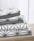 Wrinkle-Resistant Bed Sheets Full Gray Texture/Embroidery 1500 Thread Count Microfiber - Cooling Hotel Quality Bedding Sheets and Pillowcases - Default Title