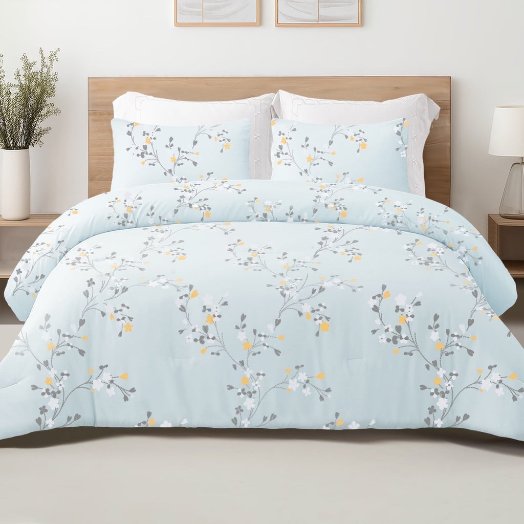 Fluffy Down Alternative 3-Piece Floral King Size Comforter Set, Microfiber Bedding Down Alternative Comforter for All Seasons with 2 Pillow S... - Cloud-Like Soft Lightweight Bed Comforter - Default Title