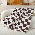 Super Soft Flannel Checkered Throw Blanket, Super Soft and Warm Fluffy Fleece Blanket for Couch, Sofa, Bed, Cute Plaid Pattern, Coffee, ... - Super Soft Reversible Sherpa Flannel Blanket - Default Title