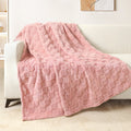 Super Soft Flannel Fleece Throw Blanket for Couch, Super Soft Warm Lightweight Checkered Pattern Blanket for All Seasons, Pink, 50"x60" - Luxury Knitted Decorative Throw Blanket with Fringes - Default Title