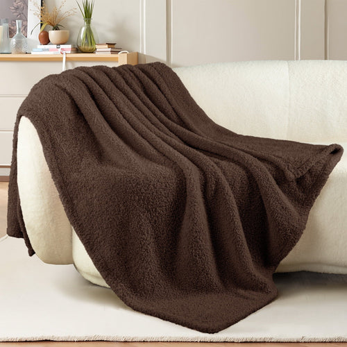 Cozy Fleece Fuzzy Fleece Throw Blanket for Couch Sofa, Lightweight Fluffy Solid Velvet Blanket, 50x60 Inches, Coffee - Lightweight Plush Warm Blanket for All Seasons - Default Title