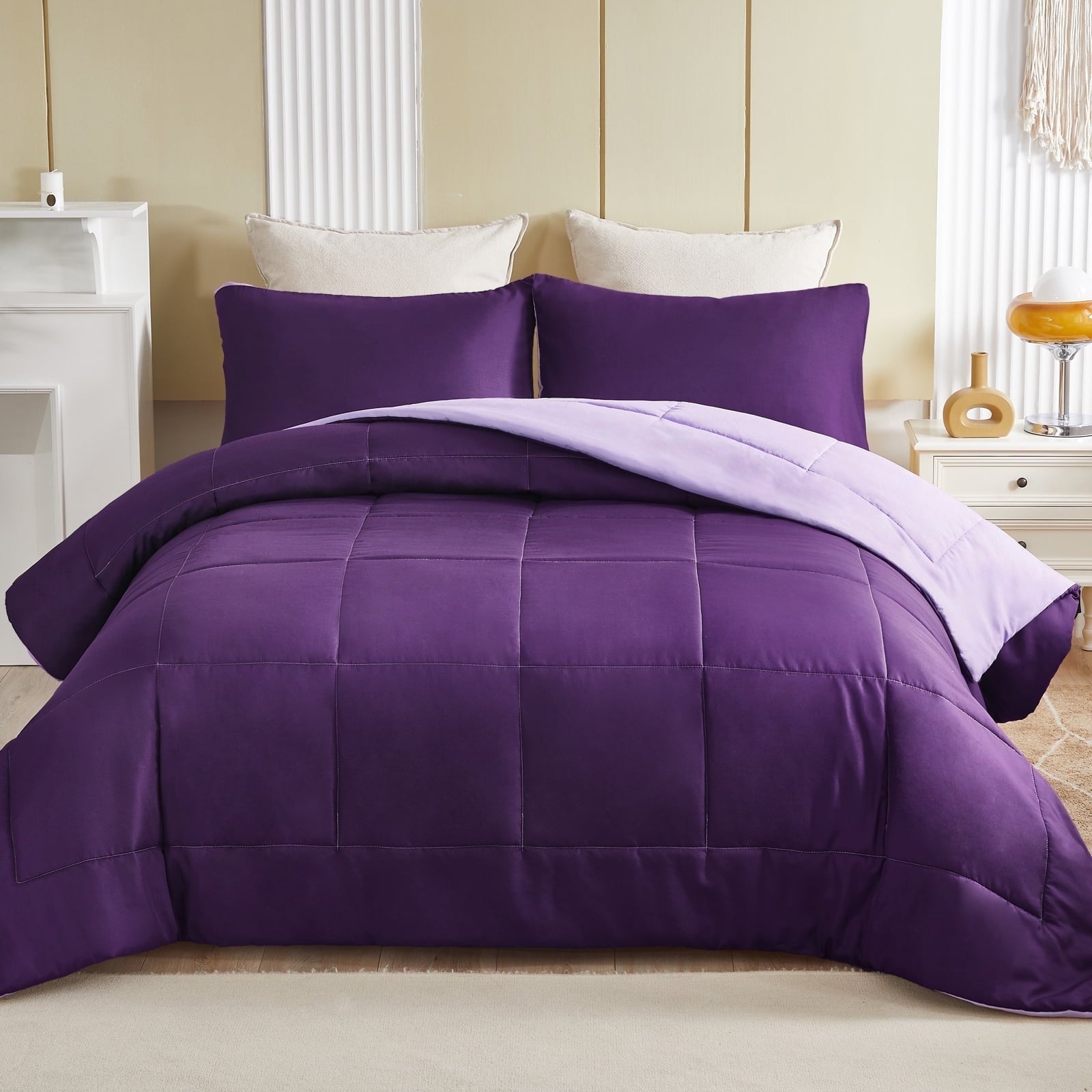Heavyweight Warmth Lightweight Reversible 3-Piece Comforter Set All Seasons, Down Alternative Comforter with 2 Pillow Shams, Queen Size,... - Cloud-Like Soft Lightweight Bed Comforter - Default Title