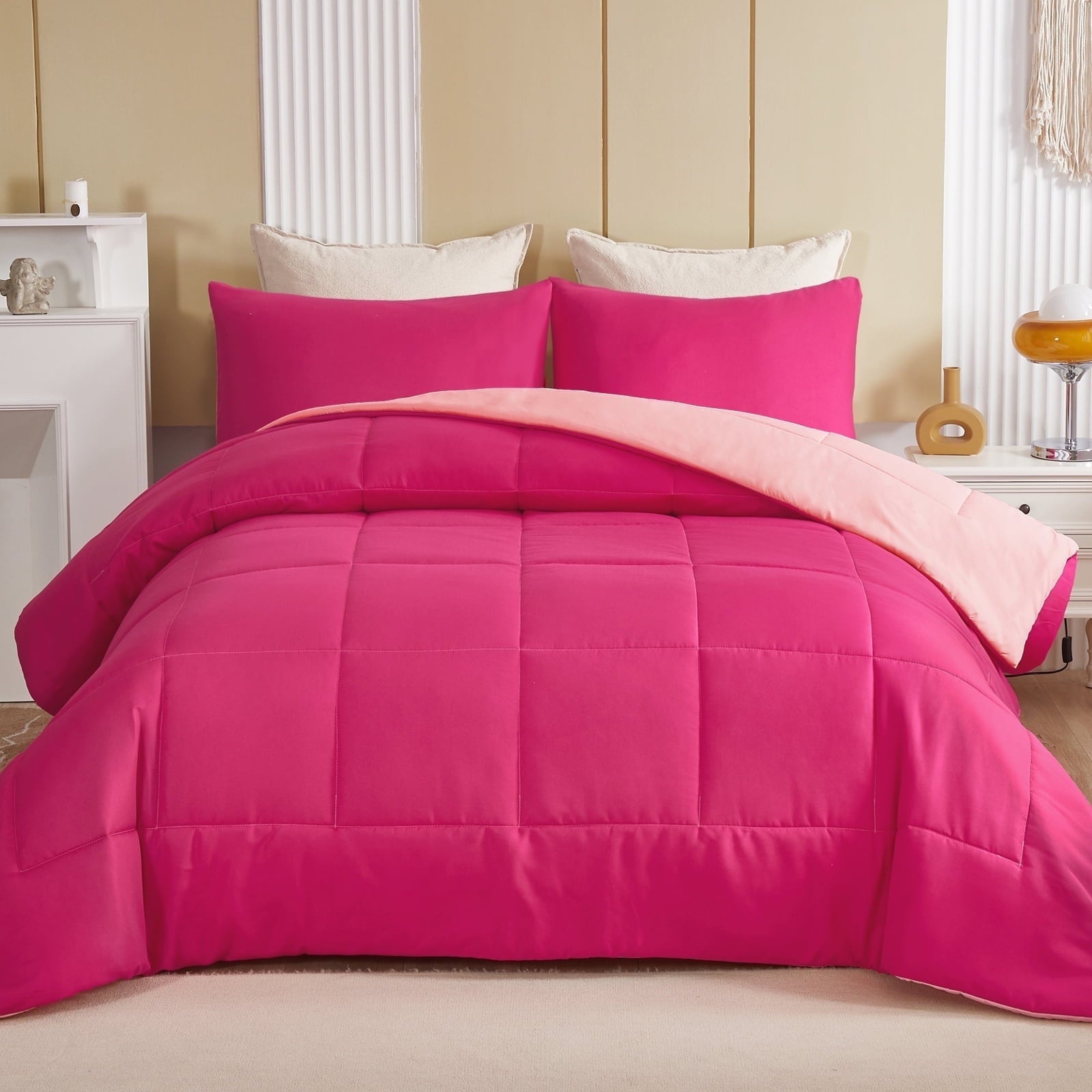 Luxurious Quilted Lightweight Reversible 3-Piece Comforter Set All Seasons, Down Alternative Comforter with 2 Pillow Shams, Queen Size,... - Luxurious Quilted Duvet Cover Set - Default Title