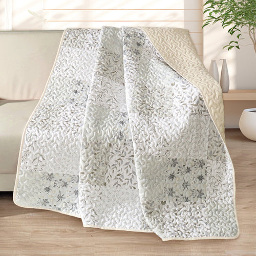 Cozy Fleece Microfiber Boho Patchwork Pattern Quilted Throw Blanket for Bed/Couch/Sofa, Soft and Lightweight (50"x 60", Grey) - Super Soft Reversible Sherpa Flannel Blanket - Default Title
