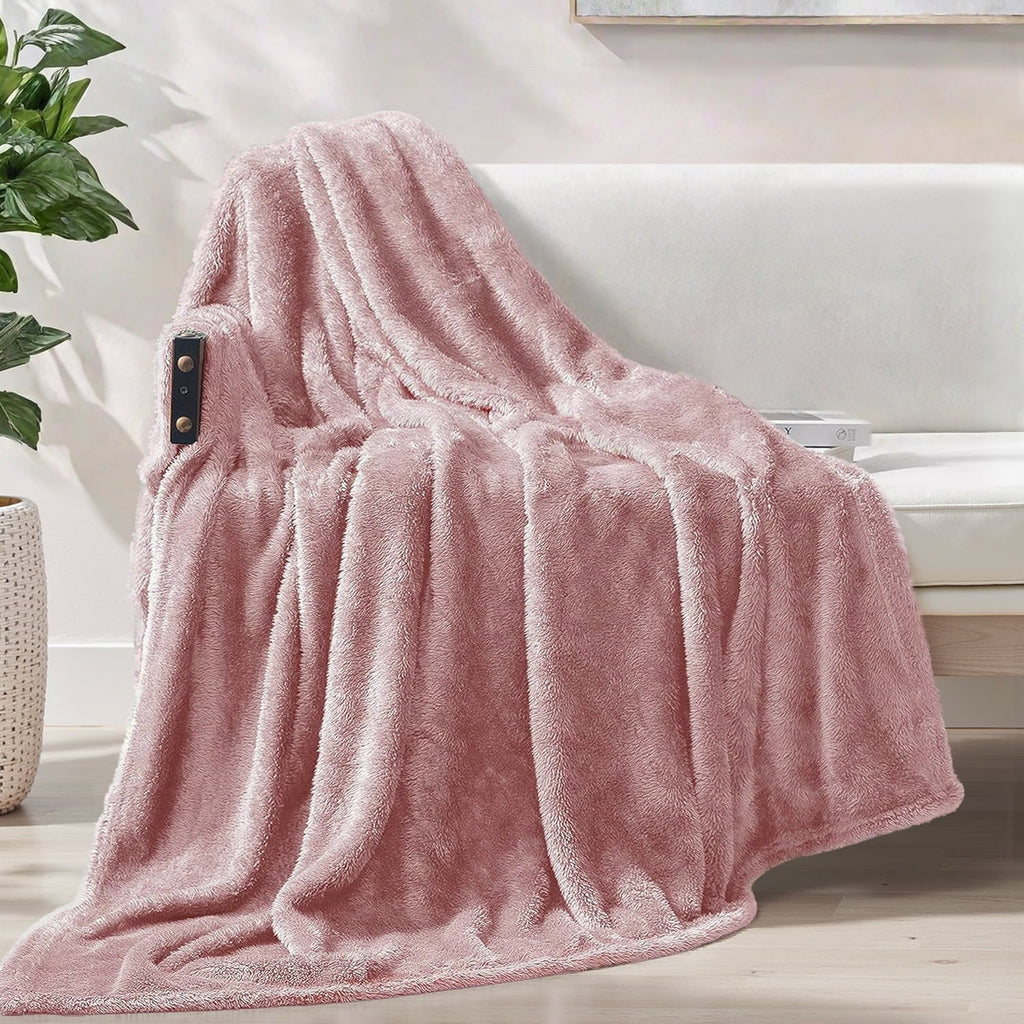 Super Soft Flannel Plush Fuzzy Large Fleece Throw Blanket (50" x 70", Dusty Pink)- Soft, Warm and Lightweight - Lightweight Plush Warm Blanket for All Seasons - Default Title