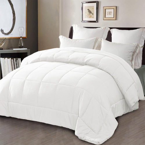 All-Season Queen Comforter Set White, 3-Piece Solid Comforter Duvet Insert with Corner Tabs, Lightweight Bedding Down Alternativ... - All-Season Down Alternative Comforter Insert - Default Title