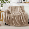 Reversible Sherpa Soft Throw Blanket, 50"x60", Camel - Luxury Knitted Decorative Throw Blanket with Fringes - Default Title