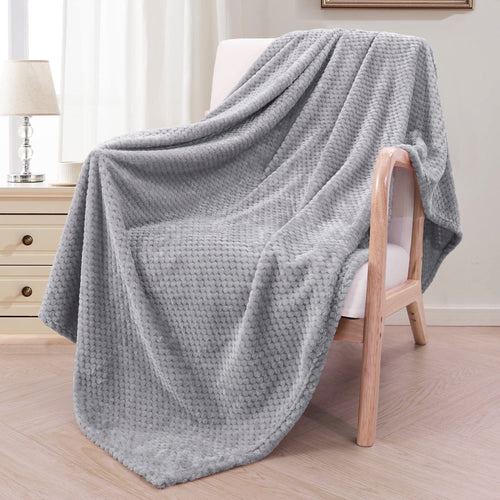 Cozy Fleece Waffle Textured Extra Large Fleece Blanket, Super Soft and Warm Throw Blanket for Couch, Sofa and Bed (Light Grey, 50... - Cozy Fleece Throw Blanket for Couch & Bed - Default Title