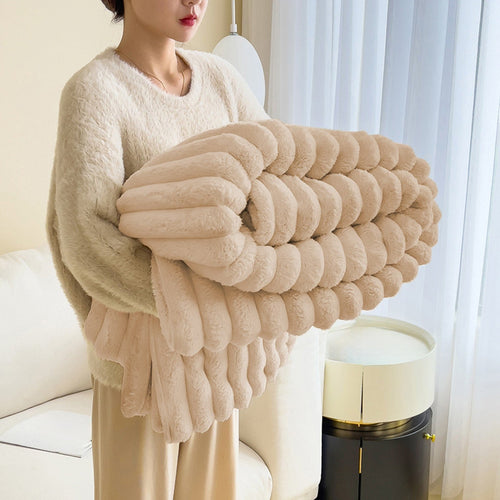 Cozy Fleece Extra Large Throw Blanket for Couch Home Office Hotel 100% Cotton Super Soft Blanket for Adult 47"x70" Khaki - Cozy Fleece Throw Blanket for Couch & Bed - Default Title