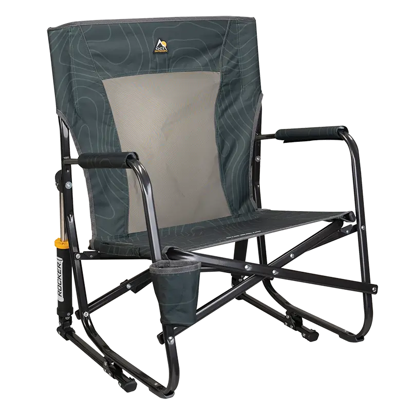 Premium All-Weather FirePit Rocker - Choice 737 - Freestyle Rocker Portable Outdoor Folding Chair - Hunter Topo