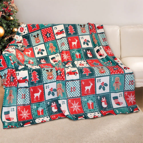 Decorative Knitted Cozy Blanket Printed Blanket Throw Christmas Blanket - 300 GSM Fleece Blanket Throw Size Blanket for Home Decoration,... - Luxury Knitted Decorative Throw Blanket with Fringes - Default Title