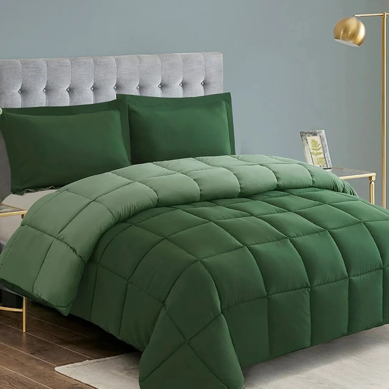Heavyweight Warmth Light Weight Down Alternative Comforter Set, Queen, Green, Reversible - All-Season Down Alternative Comforter Insert - Default Title